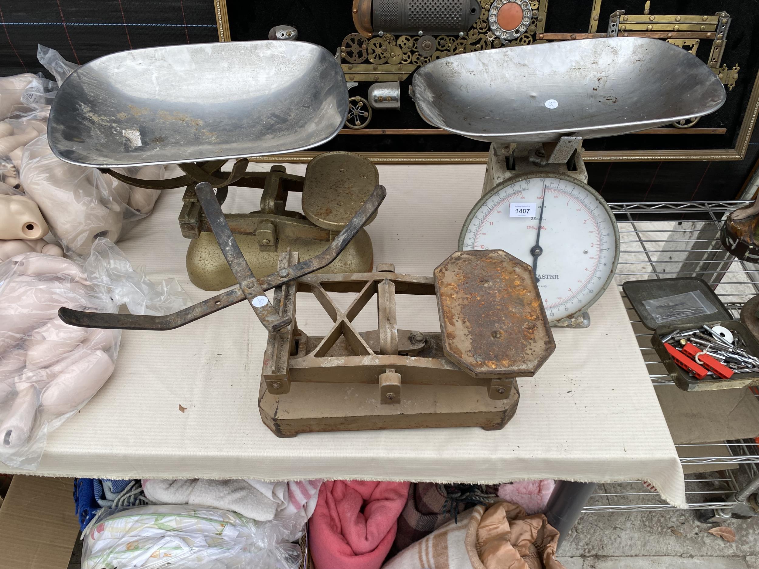 TWO SET OF VINTAGE BALANCE SCALES AND A FURTHER VINTAGE WAYMASTER SCALE