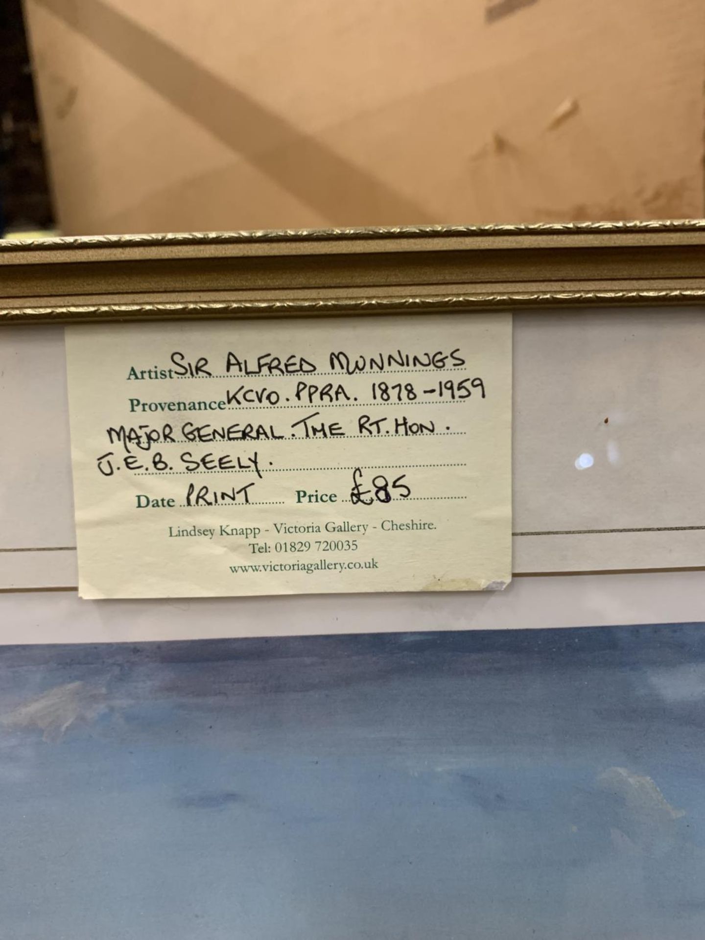 TWO FRAMED PRINTS BY SIR ALFRED MUNNINGS - ONE MAJOR GENERAL, THE EARL OF ATHLONE, THE OTHER MAJOR - Image 6 of 8