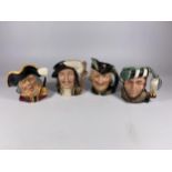 FOUR SMALL ROYAL DOULTON CHARACTER JUGS