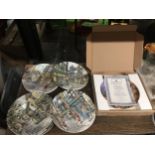 A QUANTITY OF ROYAL DOULTON CABINET PLATES WITH IMAGES OF VINTAGE SHOPS - BOXED