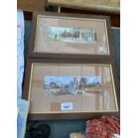 TWO WOODEN FRAMED PRINTS OF HORSES