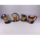 FOUR SMALL ROYAL DOULTON CHARACTER JUGS