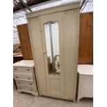 A MID 20TH CENTURY PAINTED MIRROR-DOOR WARDROBE, 35" WIDE