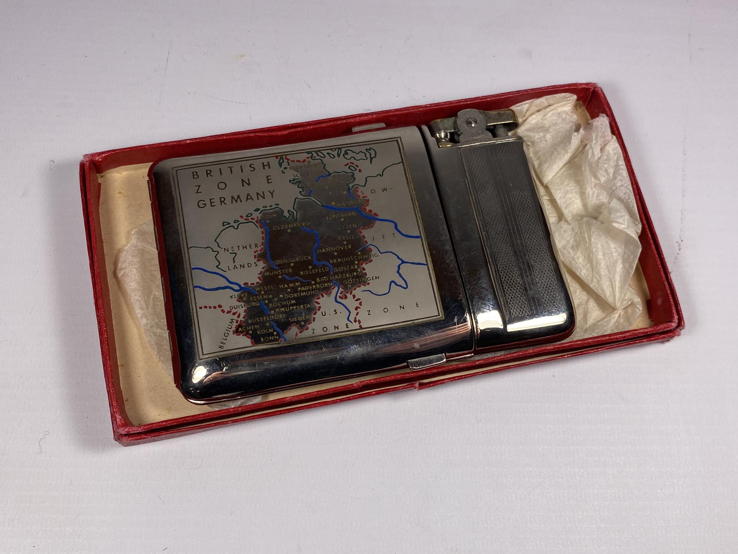 A GERMAN CIGARETTE CASE / LIGHTER IN ORIGINAL BOX