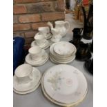 A QUANTITY OF ROYAL DOULTON 'FLIRTATION' TO INCLUDE PLATES, BOWLS, MILK JUG, SUGAR BOWL, TEAPOT (