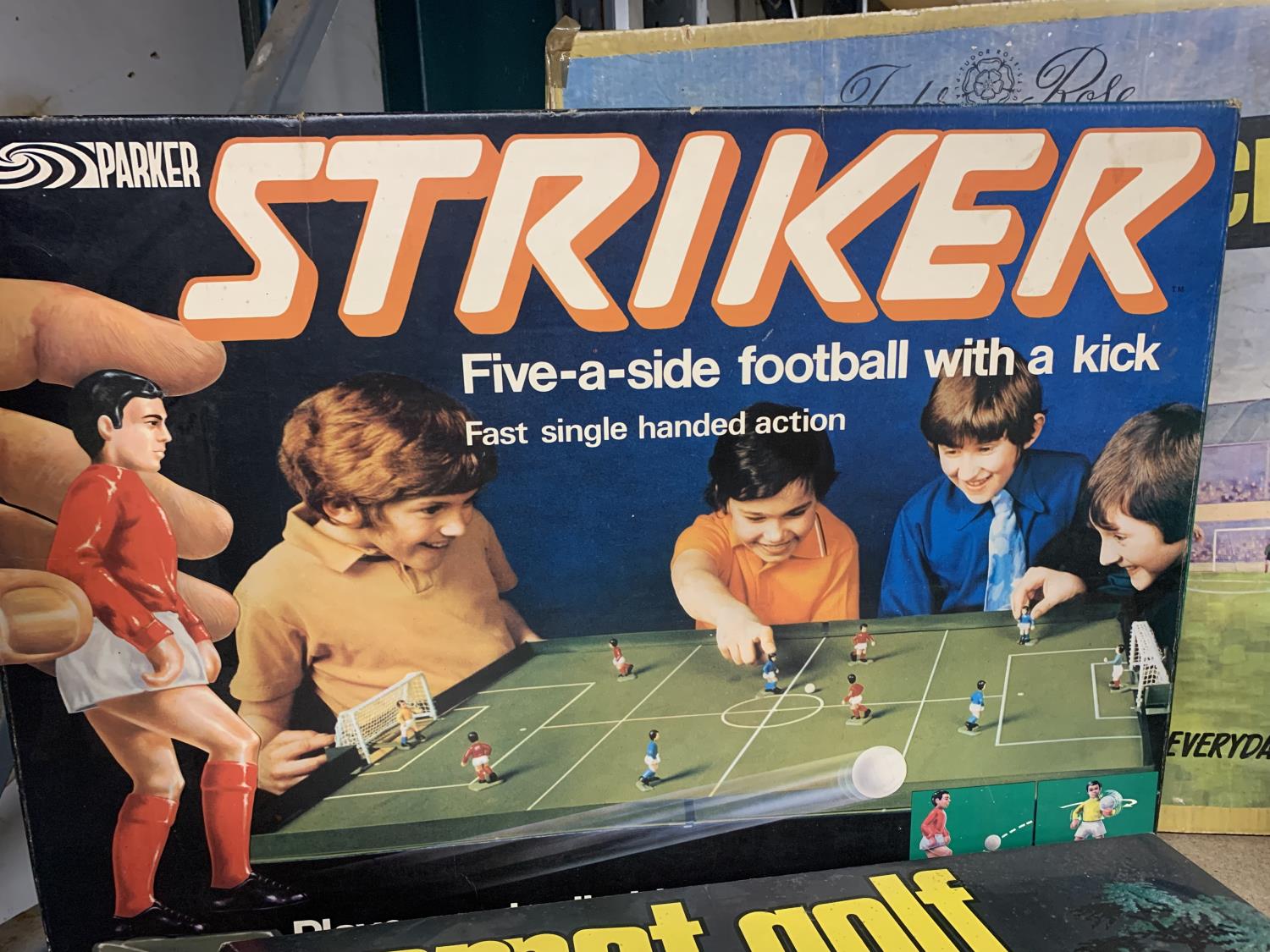 THREE VINTAGE GAMES TO INCLUDE CARPET GOLF, STRIKER AND TABLE TOP SOCCER - Image 3 of 4