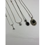 FOUR ASSORTED SILVER NECKLACES