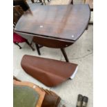 AN ERCOL STYLE DROP-LEAF DINING TABLE, 48X44" OPENED