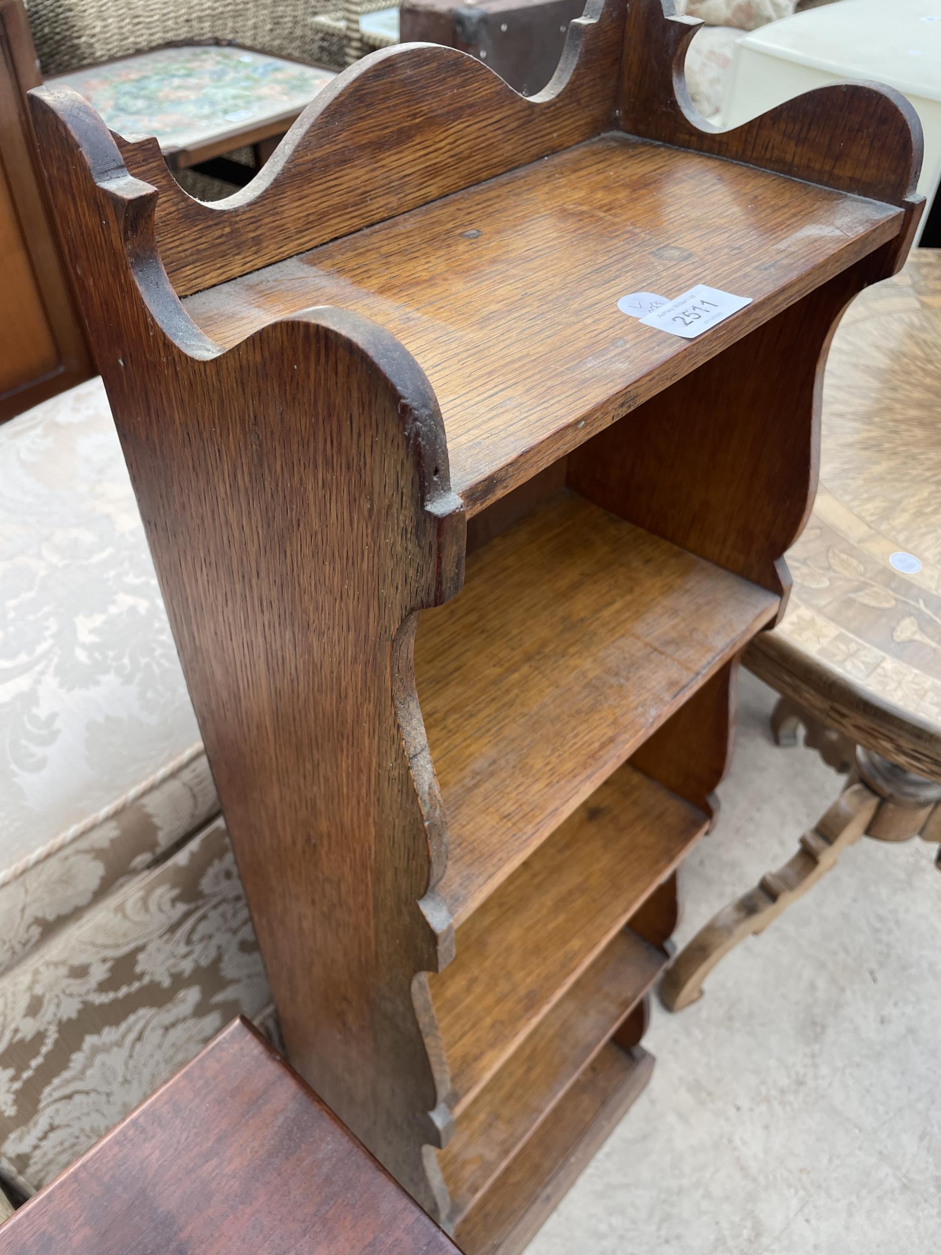 A MID 20TH CENTURY OAK FIVE TIER OPEN BOOKCASE, 11.5" WIDE - Image 2 of 2