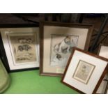 THREE VINTAGE DOG PRINTS - ONE BEING A POSTCARD WITH BACK VISIBLE DATED 1905, A GEORGE VERNON STOKES