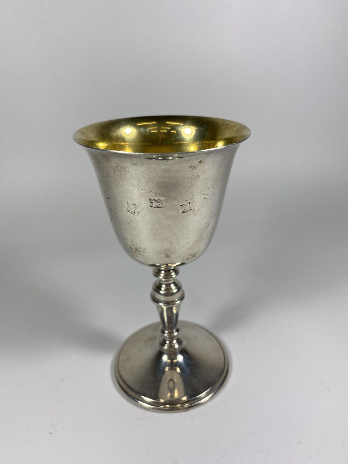 A HALLMARKED SILVER GOBLET - NEWCASTLE UNDER LYME CENTENARY