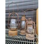 THREE VINTAGE PARAFIN LAMPS