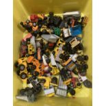 A LARGE LOT OF DIECAST CONSTRUCTION VEHICLES MATCHBOX, CORGI, MAJORETTE ETC