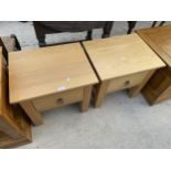 A PAIR OF MODERN OAK BEDSIDE CHESTS BY 'GLOBAL HOME'