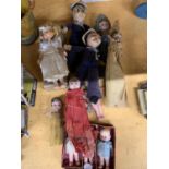 VARIOUS VINTAGE MINIATURE DOLLS TO INCLUDE TWO SAILORS ETC