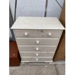 A MODERN PAINTED PINE CHEST OF TWO SHORT AND FOUR LONG DRAWERS, 32" WIDE