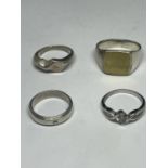 FOUR SILVER RINGS