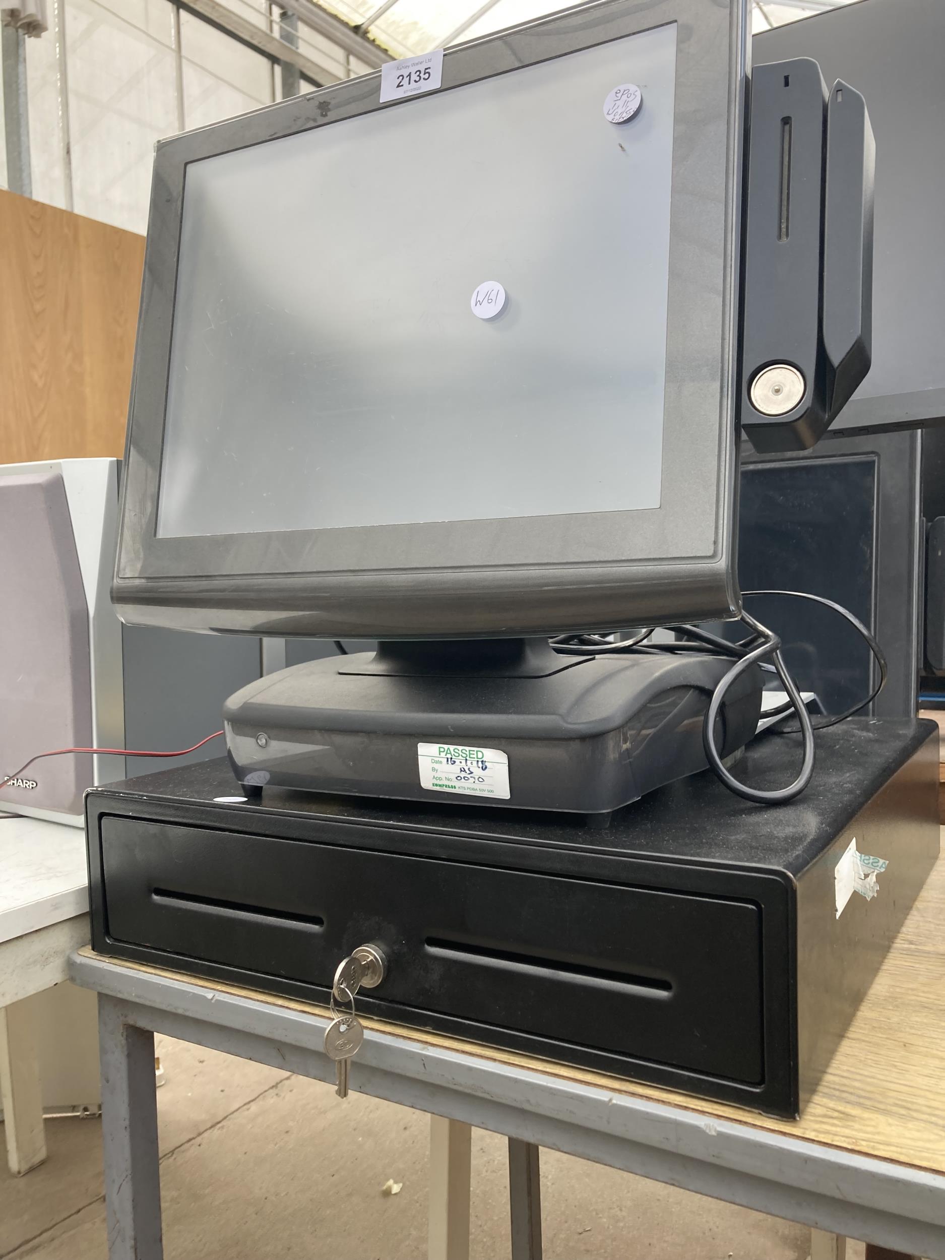 A HP COMPUTER MONITOR, A TILL SCREEN AND A CASH DRAWER - Image 2 of 4