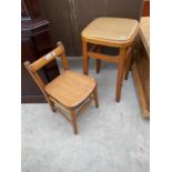 A 1950'S STOOL AND ELM/BEECH CHILDS CHAIR
