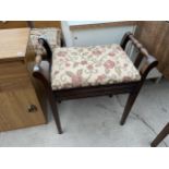 AN EDWARDIAN BEECH PIANO STOOL