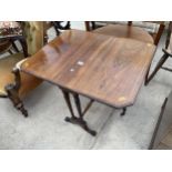 AN EDWARDIAN ROSEWOOD SUTHERLAND TABLE WITH CANTED CORNERS, 29.5X24" OPENED