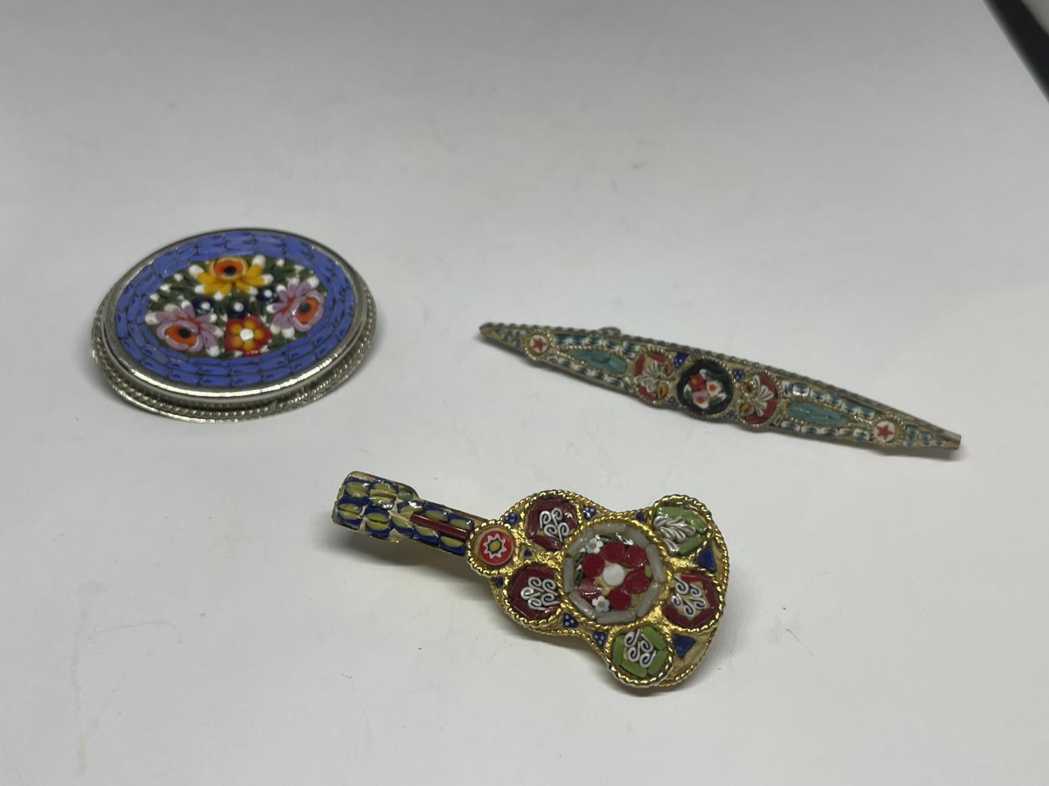 THREE MICRO MOSAIC BROOCHES