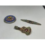 THREE MICRO MOSAIC BROOCHES