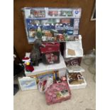 A LARGE ASSORTMENT OF CHRISTMAS DECORATIONS TO INCLUDE A LIGHT UP TRAIN, A HOLIDAY EXPRESS TRAIN