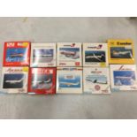 TEN ASSORTED HERPA BOXED AEROPLANE MODELS - SCALE 1:500