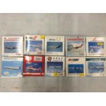 TEN ASSORTED HERPA BOXED AEROPLANE MODELS - SCALE 1:500