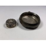 TWO HALLMARKED SILVER ITEMS - POCKET WATCH CASE AND PILL BOX