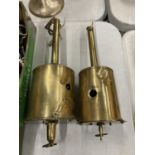 TWO VINTAGE ROTATING BRASS MEAT JACKS