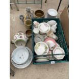 A LARGE ASSORTMENT OF CERAMIC ITEMS TO INCLUDE STUDIO POTTERY AND CUPS AND SAUCERS ETC