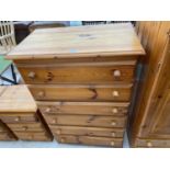 A MODERN PINE CHEST OF FIVE DRAWERS, 31" WIDE