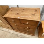 A MODERN PINE CHEST OF TWO SHORT AND THREE LONG DRAWERS, 36" WIDE