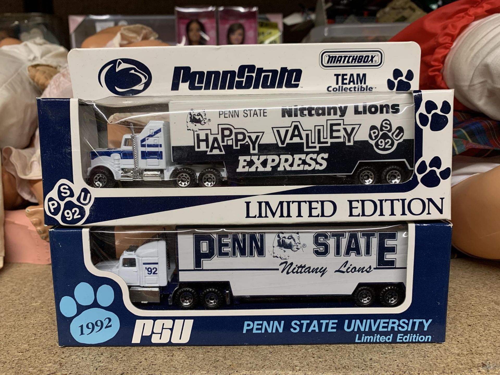 TWO BOXED 1992 MATCHBOX CONVOY TRUCKS - PENN STATE U.S.A LIMITED EDITIONS