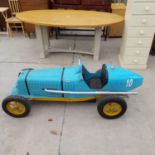 A METAL MODEL OF A 1930s ERA RACING CAR - AS RACED BY PRINCE BIRA APPROX 6 FT LONG