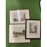 THREE FRAMED PRINTS - 'ETON COLLEGE' FROM THE RIVER, 'ETON COLLEGE GREAT COURT' AND 'FOOT GUARDS'