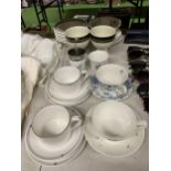 A QUANTITY OF ITEMS TO INCLUDE SPODE TRIOS, A ROYAL WORCESTER CUP AND SAUCER WITH A RABBIT IMAGE,