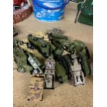 TWENTY FIVE REALTOY SMALL DIECAST TANKS & MILITARY VEHICLES