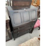 A REPRODUCTION OAK BUREAU, 30" WIDE