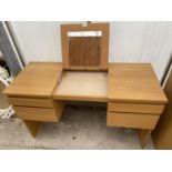 A MODERN OAK EFFECT DRESSING TABLE, 49" WIDE