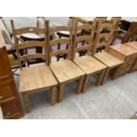 FOUR MODERN MEXICAN PINE DINING CHAIRS