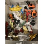 A QUANTITY OF VINTAGE DIECAST CONCTRUCTION VEHICLES TO INCLUDE DINKY CORGI AND MATCHBOX