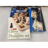 THREE BOXED GAMES, TWO CHESS AND DRAUGHTS, ONE CHESS, DRAUGHTS AND BACKGAMMON