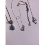 FOUR ASSORTED SILVER NECKLACES