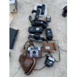 A COLLECTION OF CAMERA EQUIPMENT TO INCLUDE A MINOLTA CAMERA, A DIXONS 177 FLASH AND A LUXON FLASH