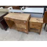 A MODERN PINE DRESSING TABLE, 40" WIDE AND A MATCHING BEDSIDE CHEST