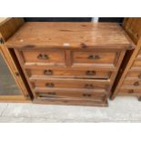 A MODERN PINE CHEST OF TWO SHORT AND THREE LONG DRAWERS, 39" WIDE