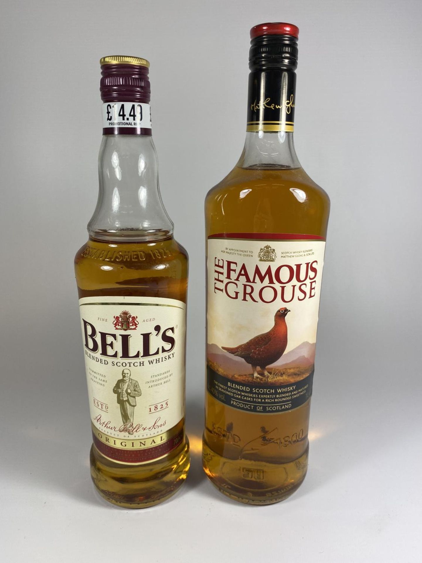 2 X BOTTLES - BELLS & THE FAMOUS GROUSE SCOTCH WHISKIES